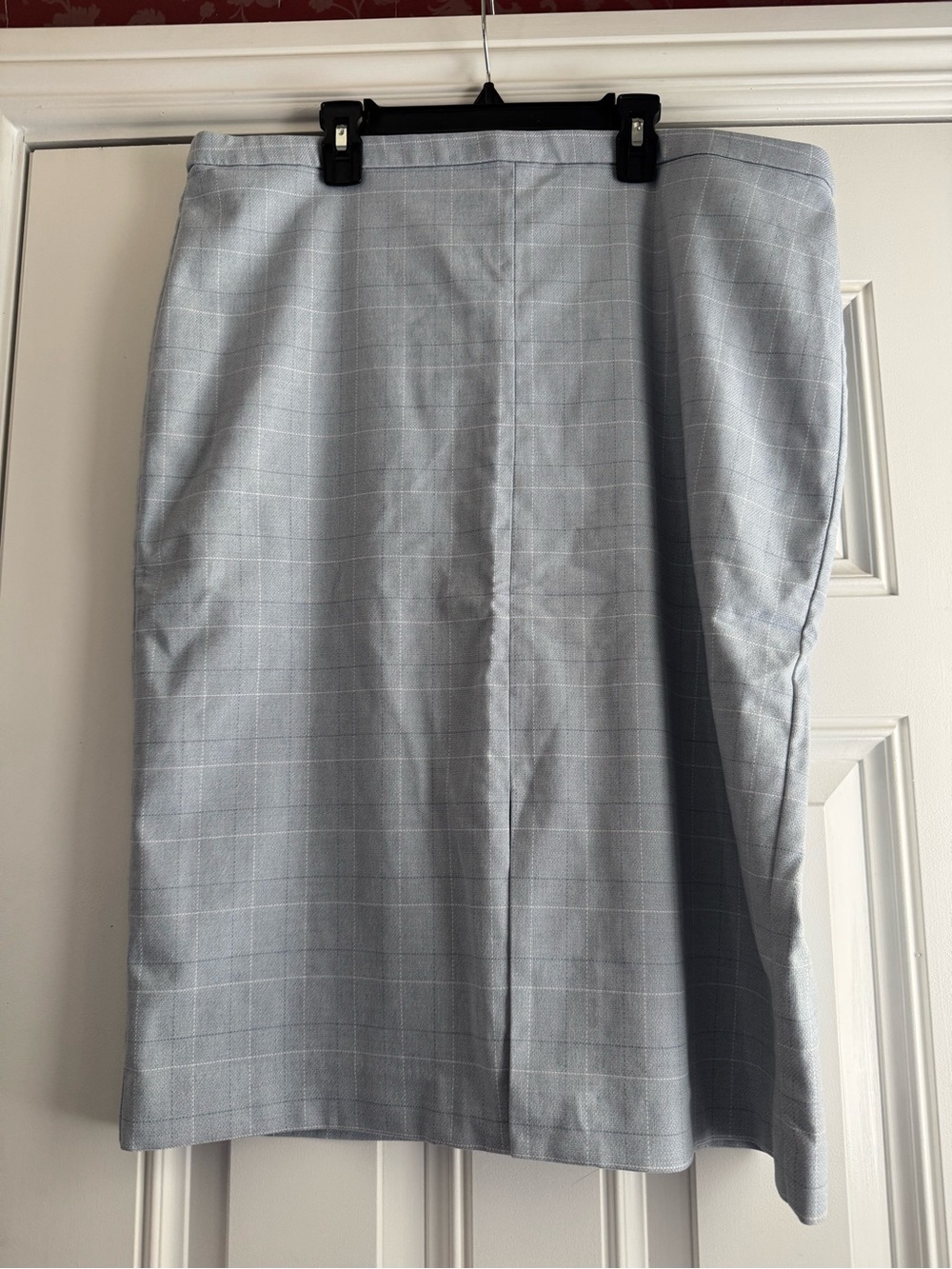 Ann Taylor Light Gray Windowpane Pencil Skirt